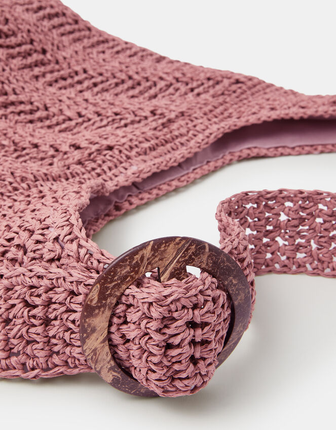 Slouchy Raffia Crossbody Bag, , large