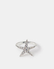 Sterling Silver-Plated Starfish Ring, Silver (ST SILVER), large