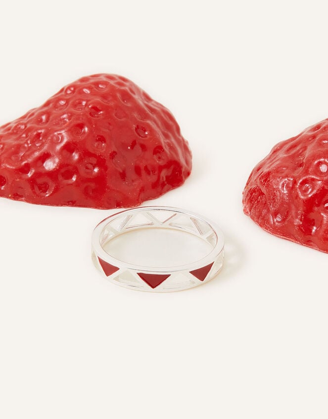 Sterling Silver Triangle Band Ring , Red (RED), large