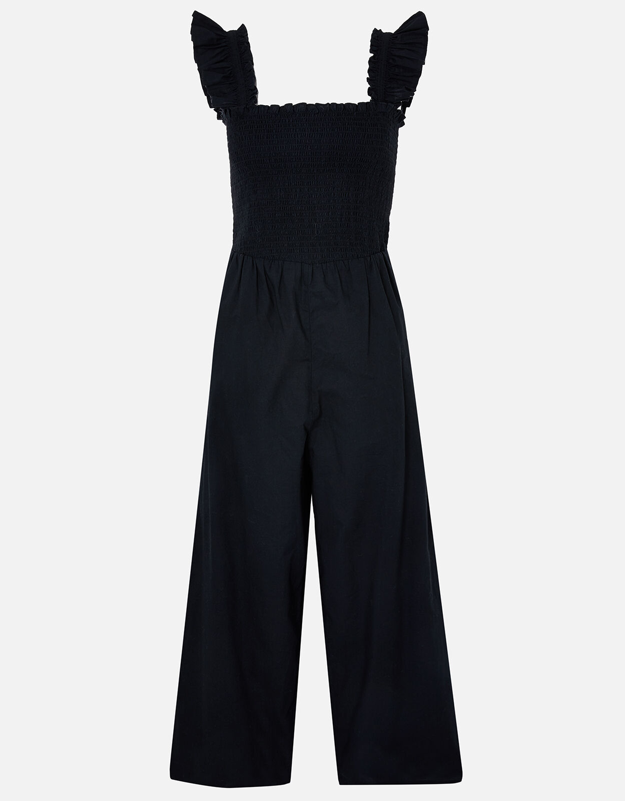 Black smocked jumpsuit Clearance