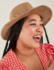 Packable Fedora Hat, Tan (TAN), large