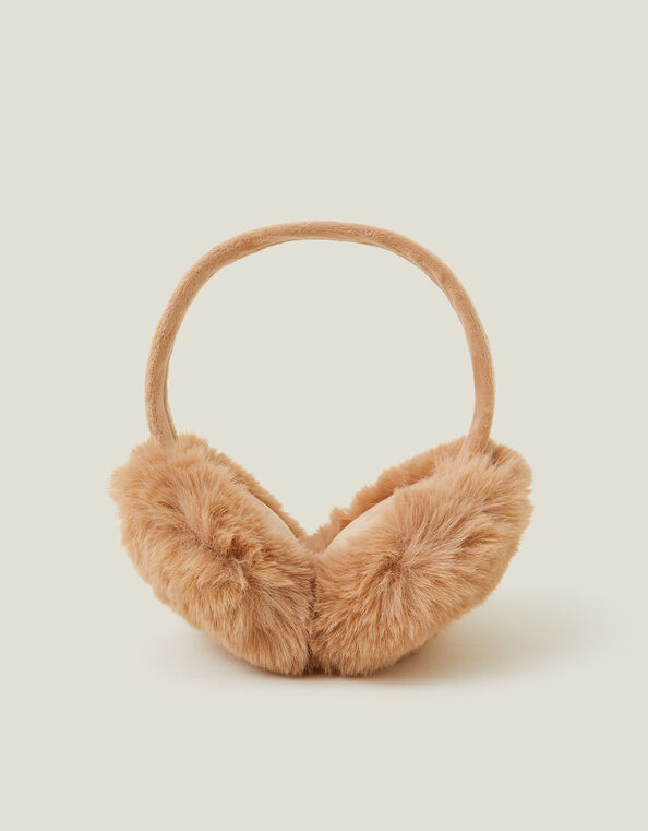 Faux Fur Earmuffs, Natural (NATURAL), large