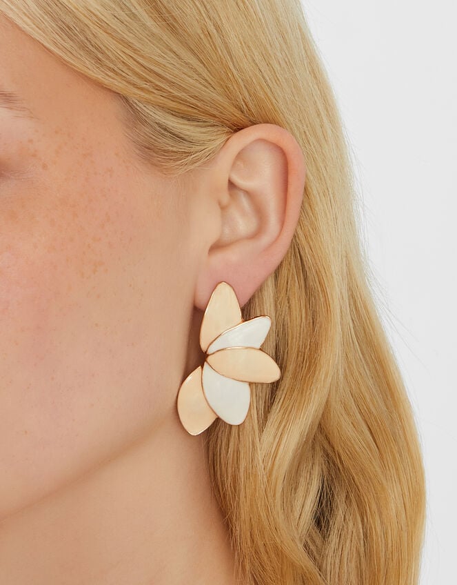 Enamel Petal Drop Earrings, , large