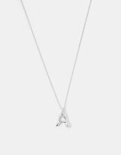 Sterling Silver-Plated Molten Initial Pendant Necklace, Silver (ST SILVER), large