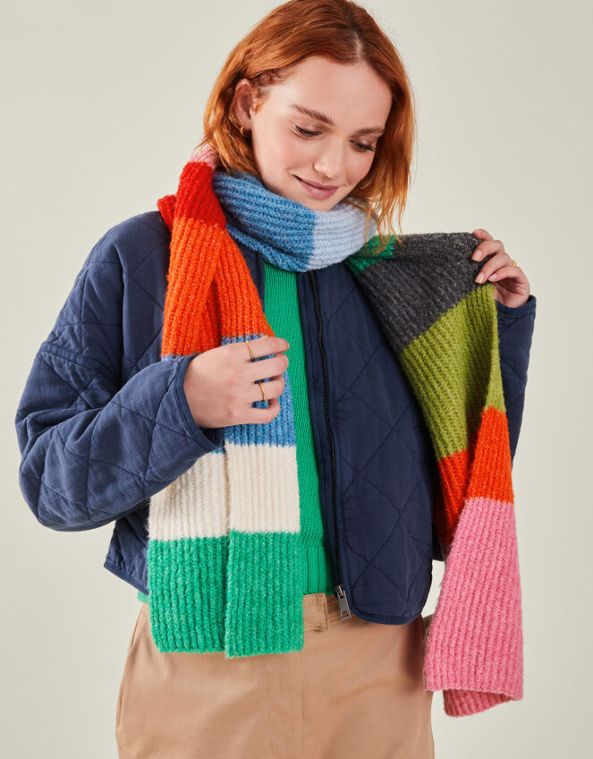 Bright Stripe Knit Scarf, , large