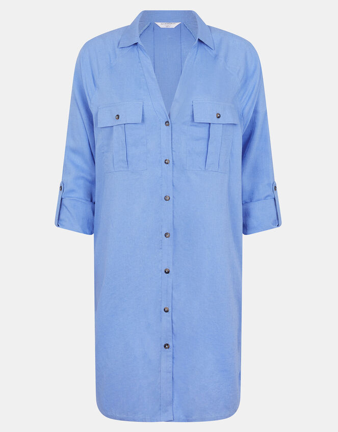 Long Sleeve Beach Cover Up Shirt, Blue (PALE BLUE), large