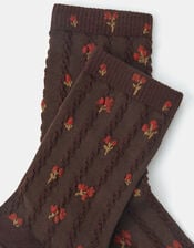 Floral Print Braid Socks, , large