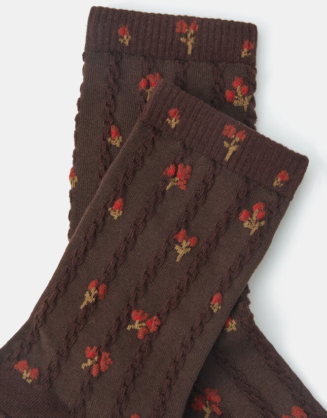 Floral Print Braid Socks, , large