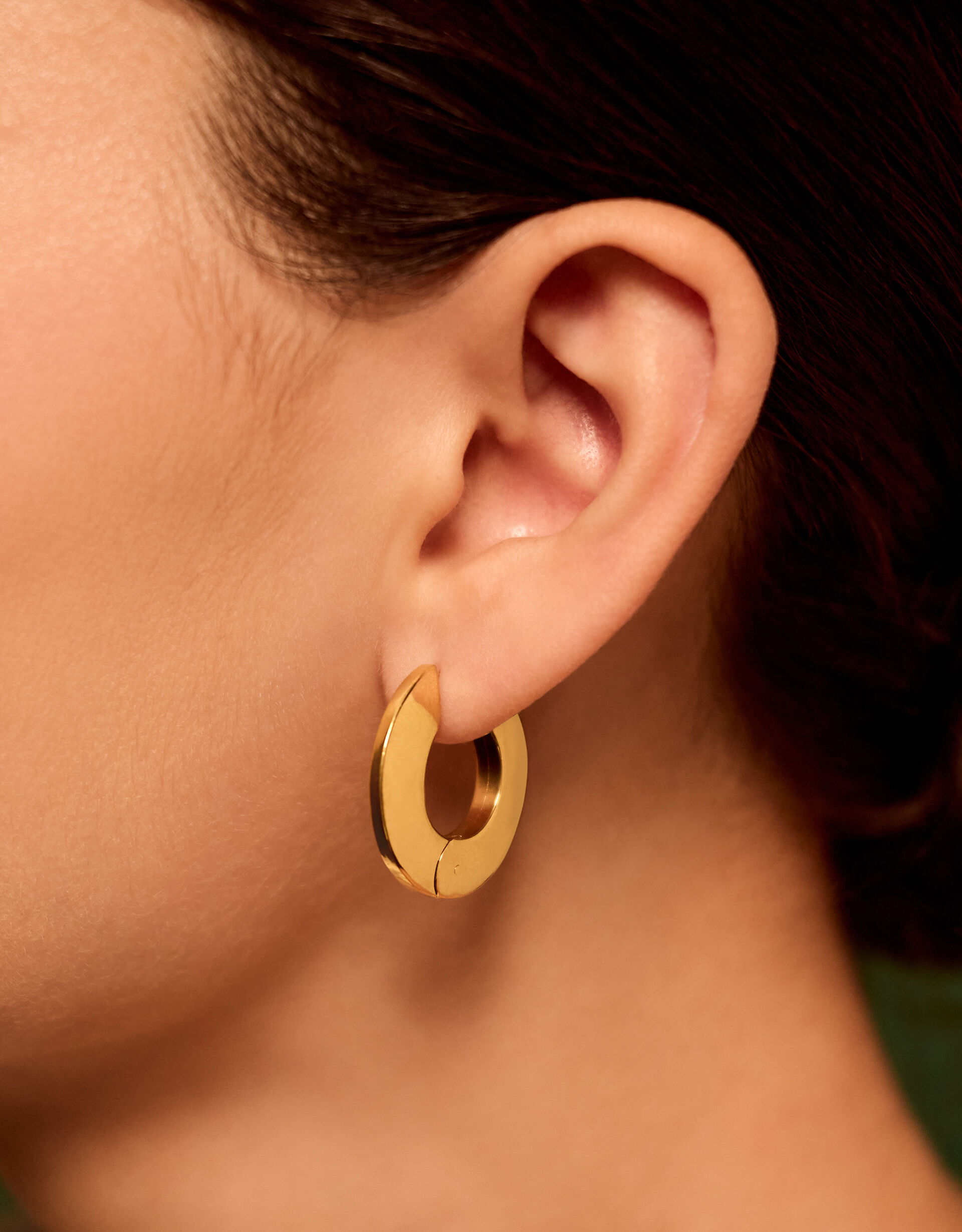 Stainless Steel Flat Hoop Earrings, , large
