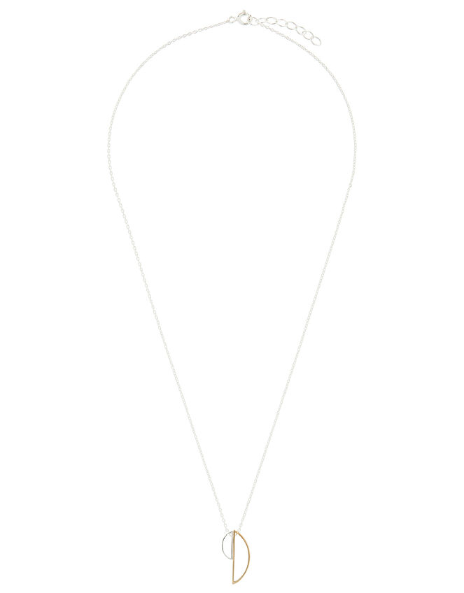 Sterling Silver Mixed Plate Geo Leaf Necklace, , large