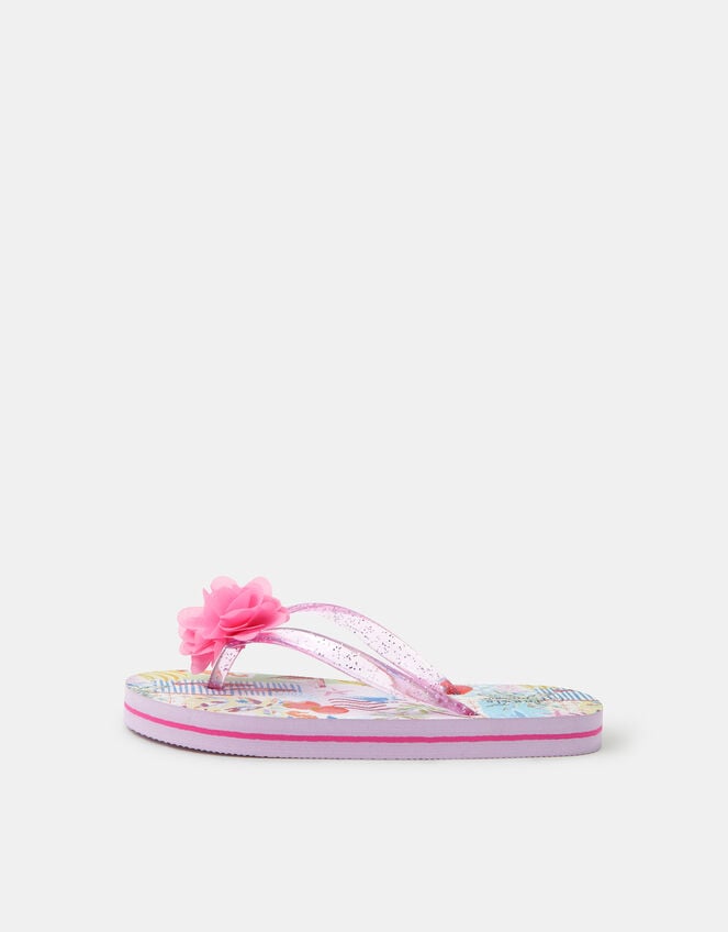 Girls Corsage Flip Flops, Multi (PASTEL MULTI), large