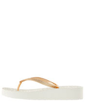 Eva Gold Wedge Flip Flops, Gold (GOLD), large