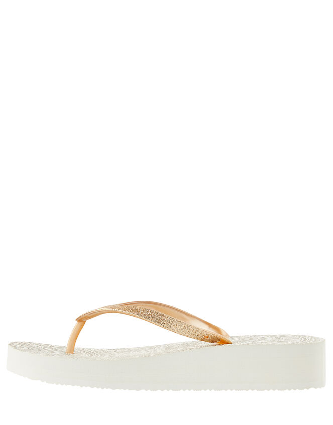 Eva Gold Wedge Flip Flops, Gold (GOLD), large