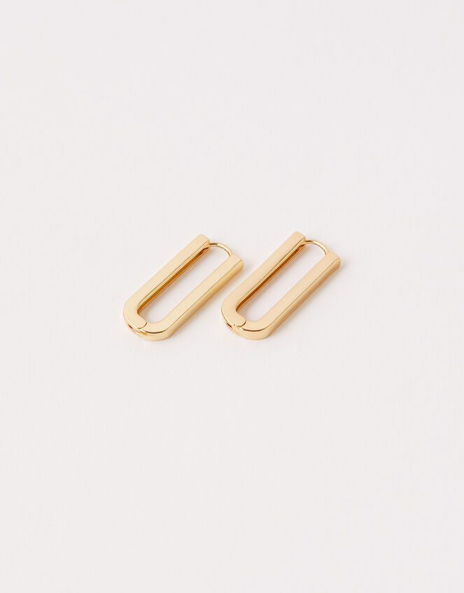 Gold-Plated Rectangle Link Earrings, , large