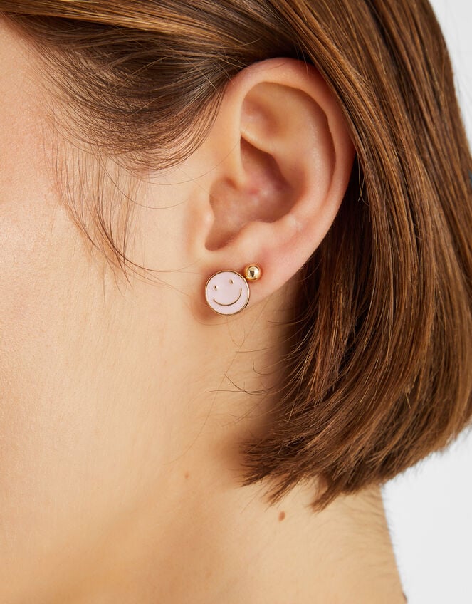 3-Pack Happy Face Stud Earrings, , large