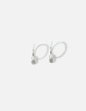 Sterling Silver Sparkle Drop Hoops, , large