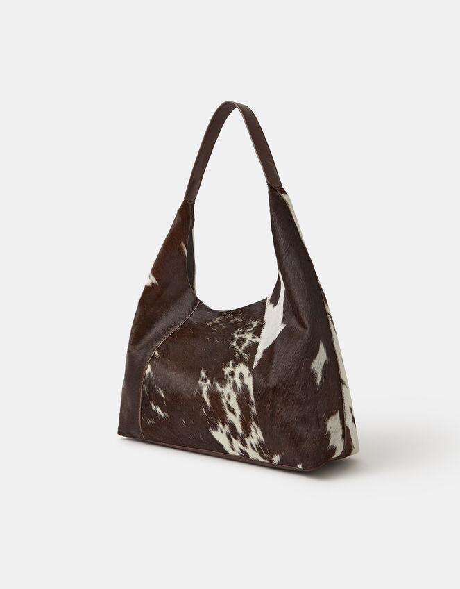 Cow Print Leather Shoulder Bag, , large