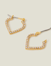 14ct Gold-Plated Sparkle Mosaic Hoop Earrings, , large