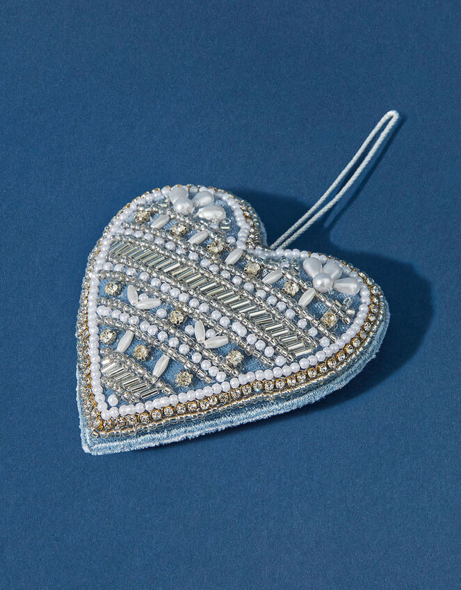 Pretty Beaded Heart Christmas Decoration, , large