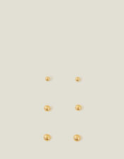 3-Pack 14ct Gold-Plated Ball Stud Earrings , , large