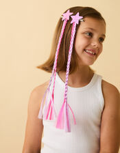 2-Pack Girls Faux Hair Plait Star Clips, , large