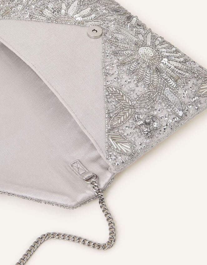 Embellished Classic Clutch Bag, Silver (SILVER), large