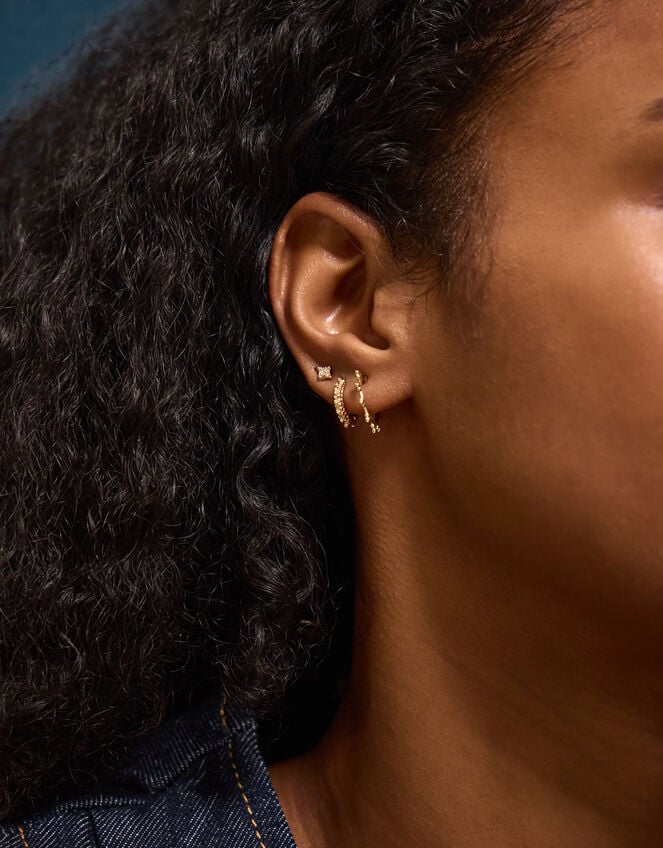 4-Pack 14ct Gold-Plated Filigree Hoops & Stud Earrings, , large