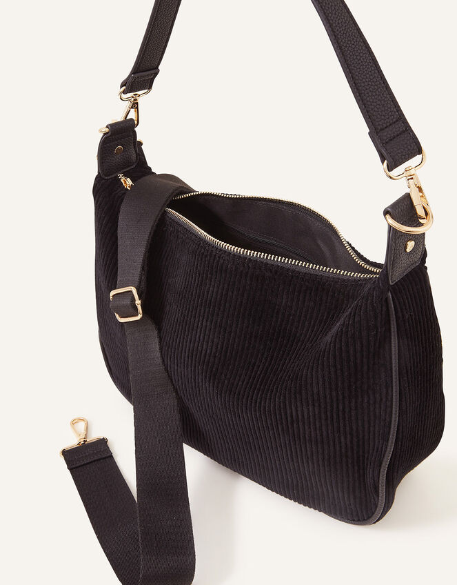 Cord Shoulder Bag, Black (BLACK), large