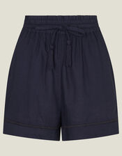 High Waist Beach Shorts, Blue (NAVY), large