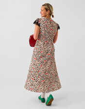 Animal Cherry Print Midi Dress, Multi (MULTI), large