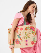 Embroidered Beach Tote Bag, , large