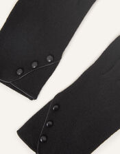 Button Gloves in Wool Blend, Black (BLACK), large