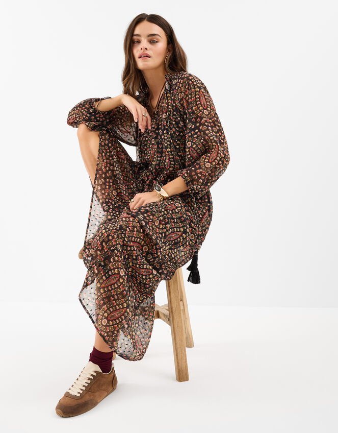 Ditsy Floral Maxi Dress, Black (BLACK), large