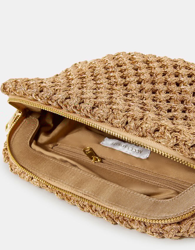 Metallic Woven Clutch Bag, , large