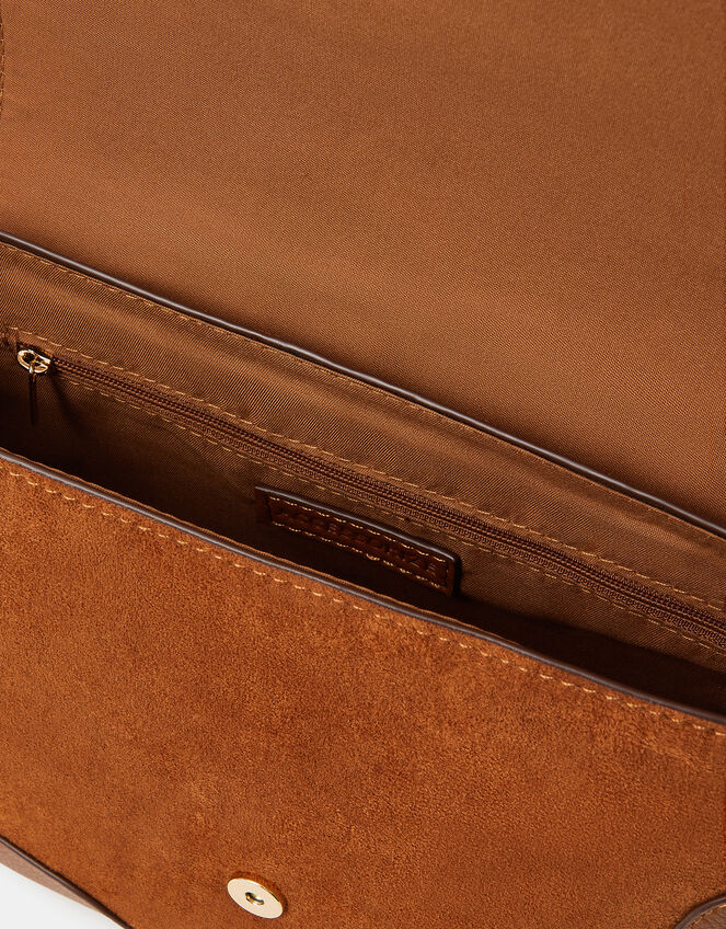 Saddle Buckle Crossbody Bag, Tan (TAN), large