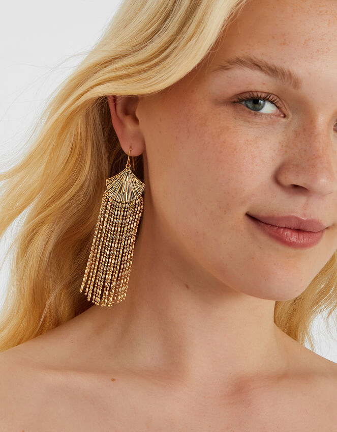 Fan Fringe Drop Earrings, , large