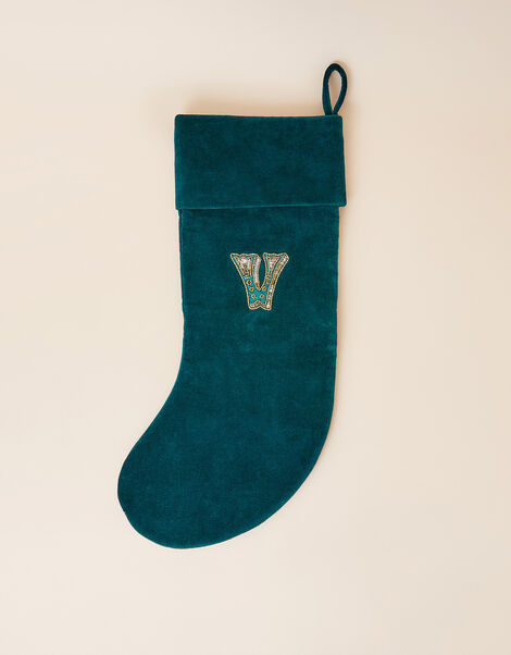 Embroidered Initial V Stocking, , large