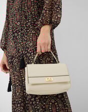 Twist Lock Chain Strap Handbag, Cream (CREAM), large