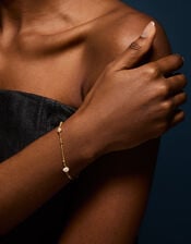 14ct Gold-Plated Pearl Station Bracelet, , large
