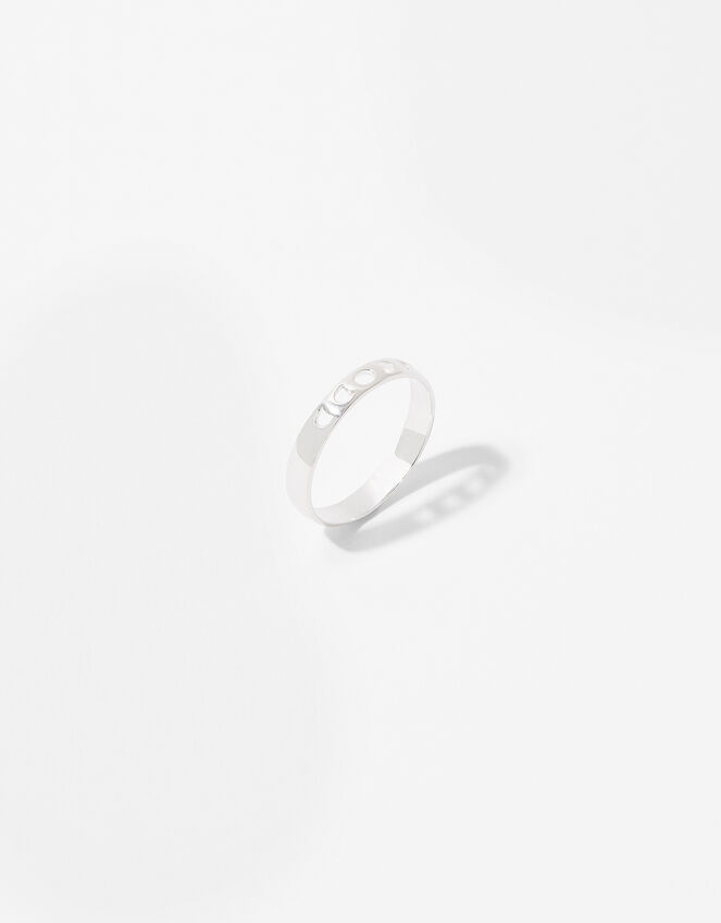 Sterling Silver Moon Phase Ring, Silver (ST SILVER), large