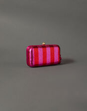 Sequin Stripe Hardcase Clutch Bag, , large