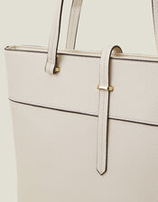 Large Faux Leather Tote Bag, Cream (CREAM), large
