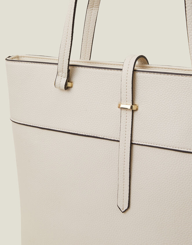 Large Faux Leather Tote Bag, Cream (CREAM), large