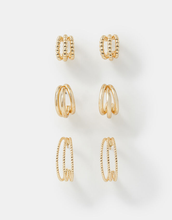 3-Pack Triple Layered Hoop Earrings, , large