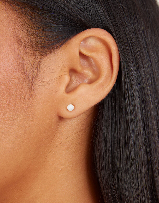 14ct GoldPlated Pearl and Plain Stud Earrings Set of Two Z for