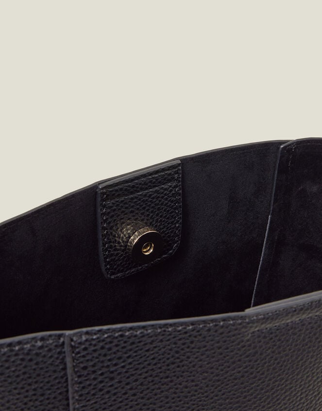 Faux Leather Bucket Bag, Black (BLACK), large