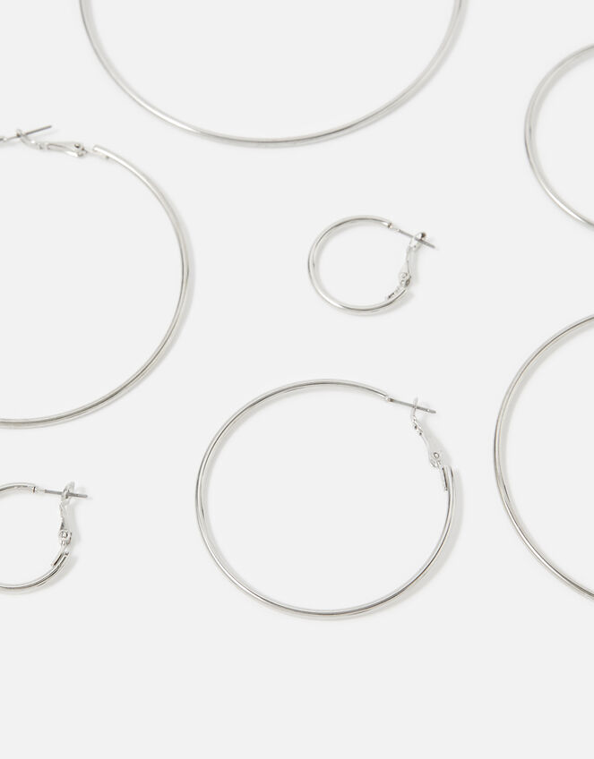 Reconnected Simple Hoop 4 Pack, Silver (SILVER), large