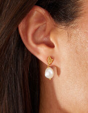 14ct Gold-Plated Bobble Pearl Earrings, , large