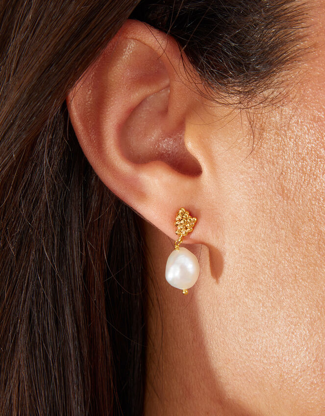 14ct Gold-Plated Bobble Pearl Earrings, , large