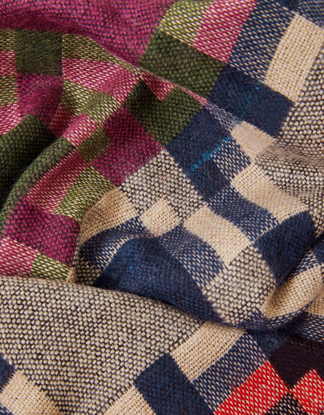 Geometric Woven Blanket Scarf, , large
